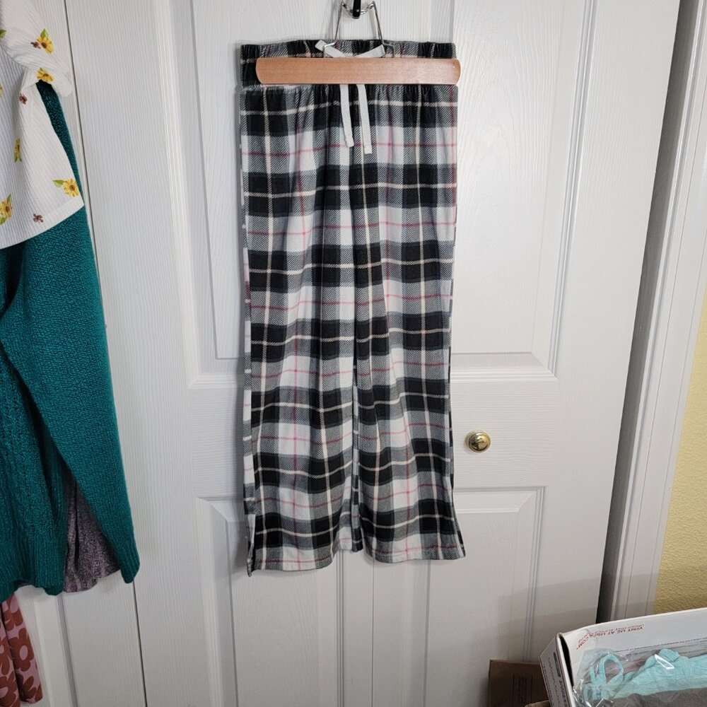 Justice Sleep Pajama Bottoms Plaid Elastic Waist White Black Red Size Small 7-8 - Picture 4 of 13